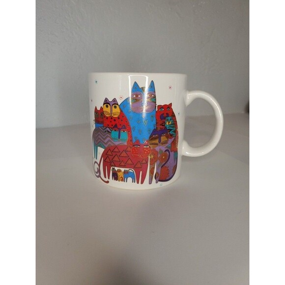 I Love Cats Coffee Mug Cup Laurel Burch 1993 Colorful Art 12 oz Collectible - Picture 1 of 4